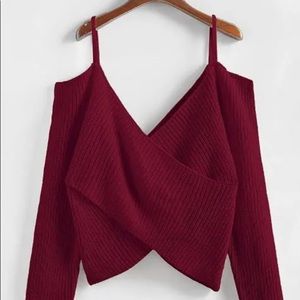 NEW ZAFUL open shoulder drape sweater